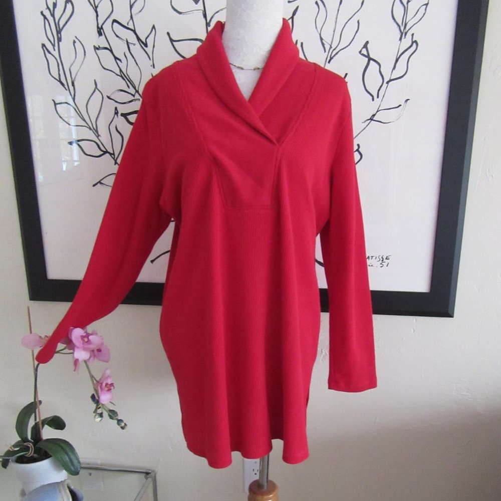 ROAMAN'S tomato red thermal roll neck long sleeve top - size 14/16